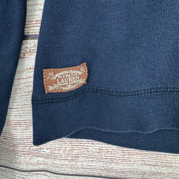 Lauren Ralph Lauren Shirt Womens XL Navy Blue Faux Suede Patches Shoulder Zip - Picture 4 of 10